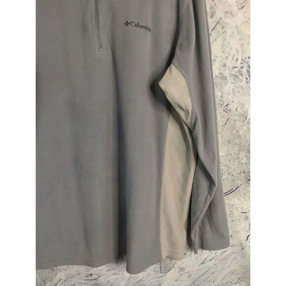 Columbia Large Mens Fleece Pullover Sweater Light Gray 1/3 Zip High/Mock Neck - Picture 8 of 12